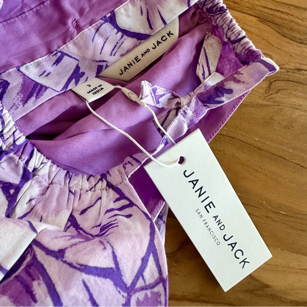 NWT JANIE AND JACK Purple Palm Tropical Romper Shorts - Picture 10 of 11